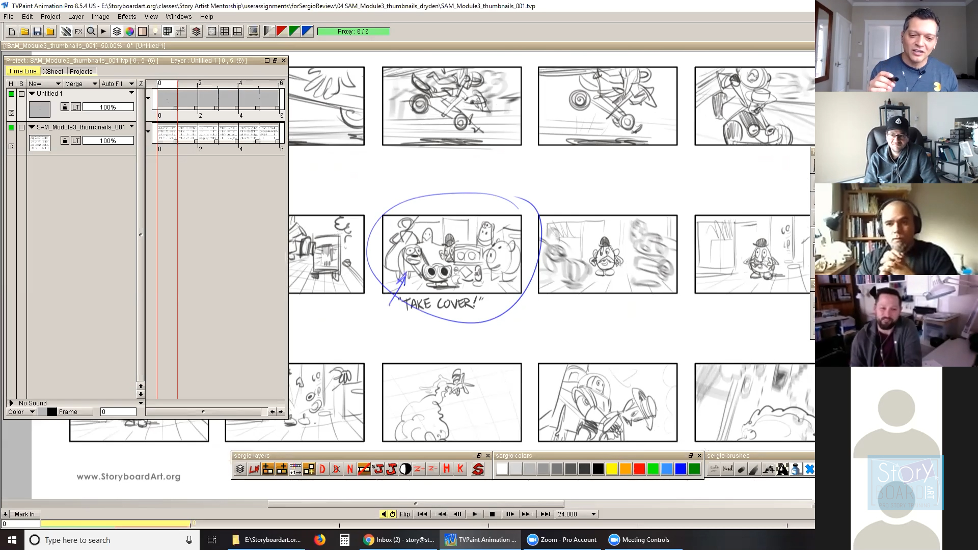 Storyboard Artist Mentorship Program 11 Live review excerpt