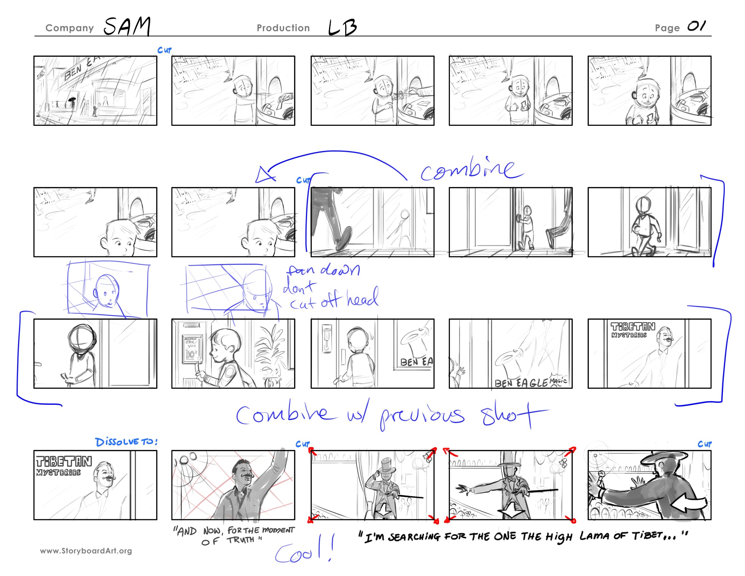 Storyboard Artist Mentorship Program 12 Critique draw-over example